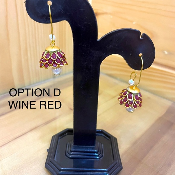 Ethnic Versatile Dangling Earrings w/ Stonework and Pearls - In Many Colors! - Picture 7 of 16